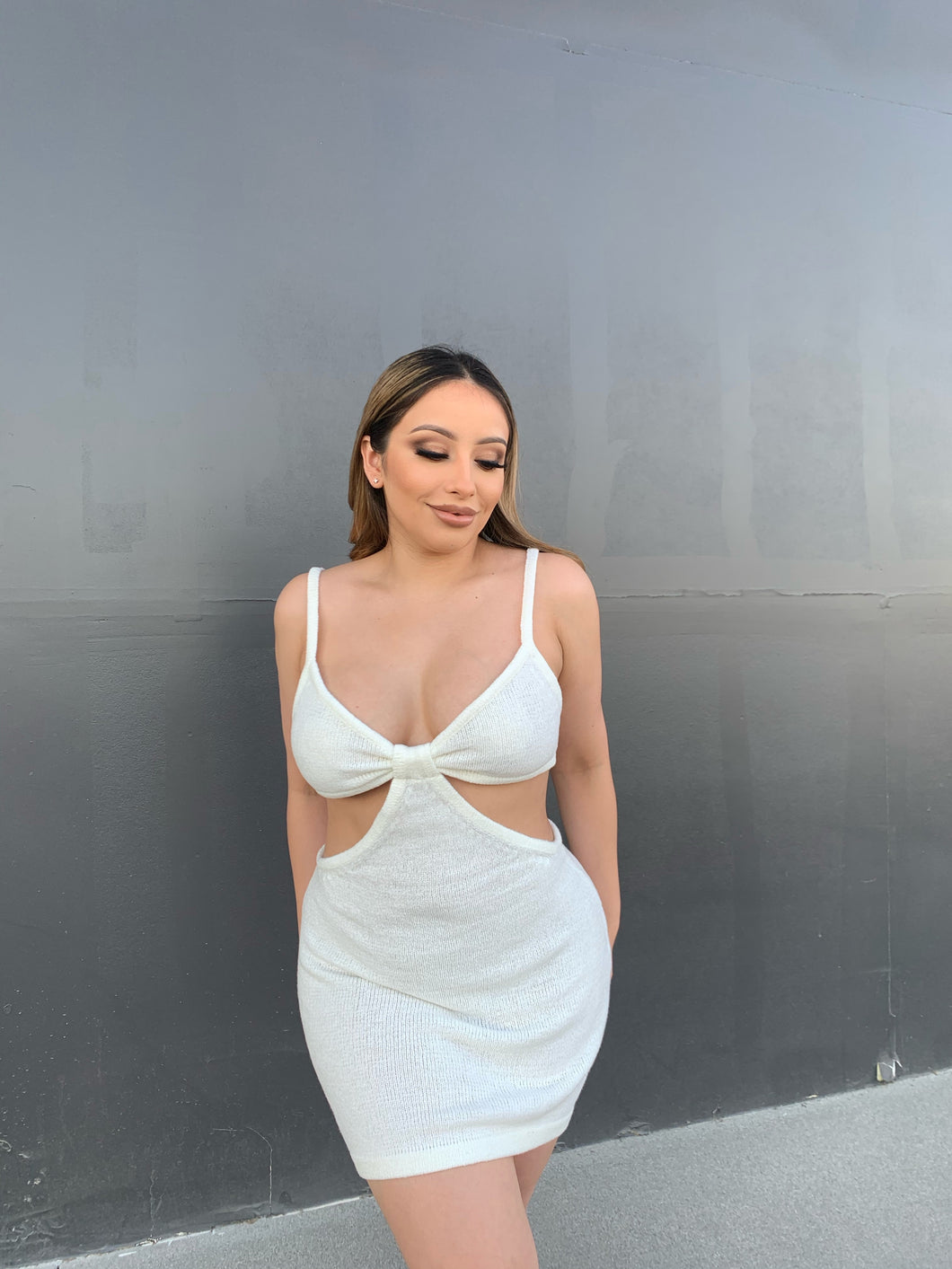 Vacay Cut Out Mini Dress - Off White